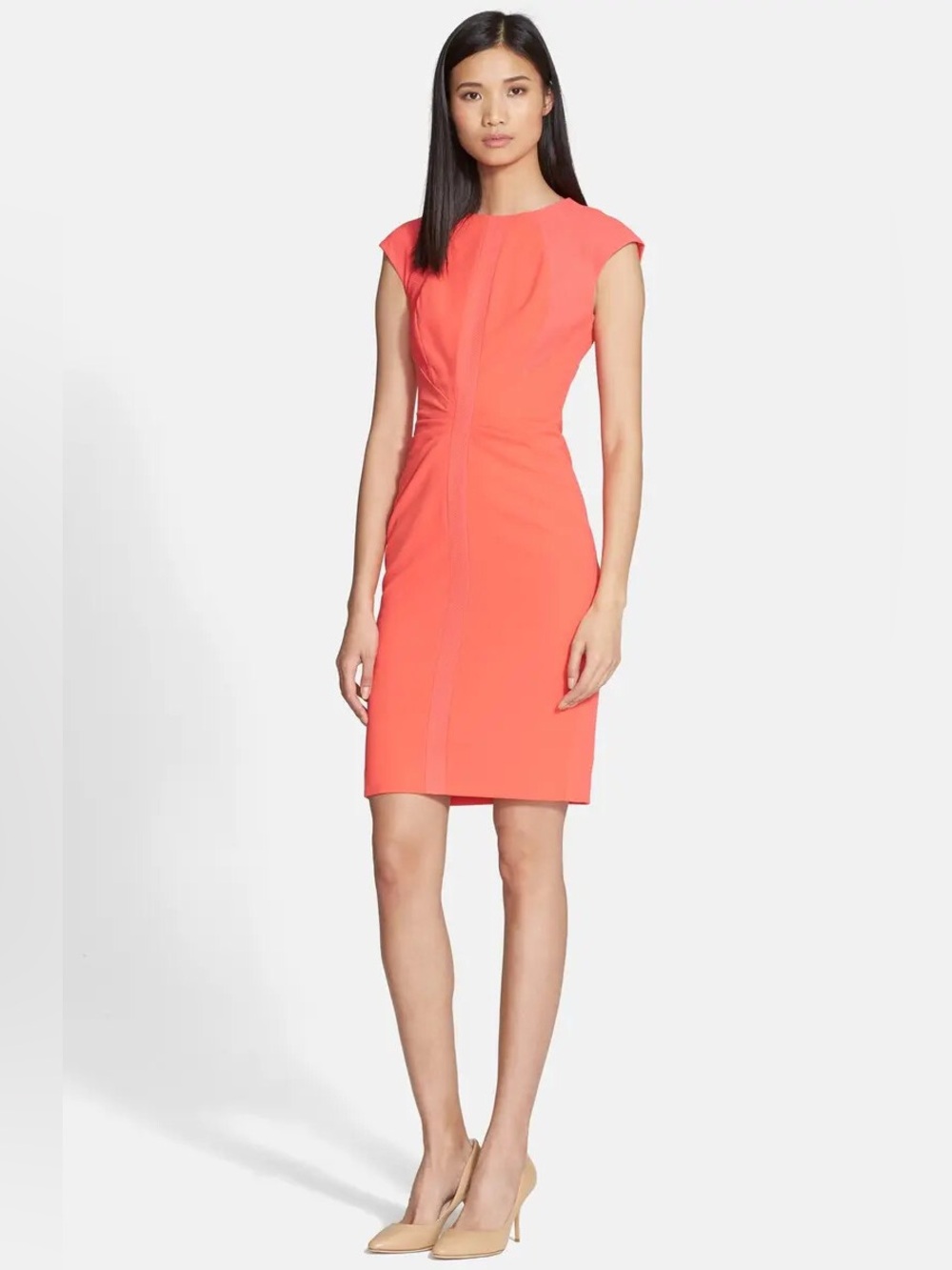 Ted Baker Coral Acerola Mesh Panel Sheath Dress